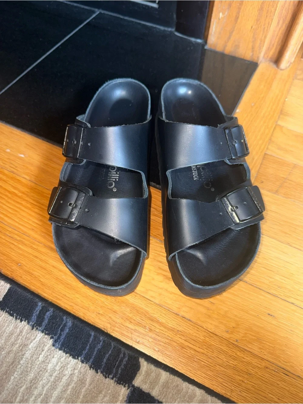 Birkenstock Black Dual-Buckle Slide Sandals